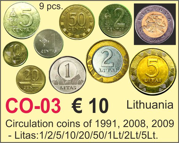 Lithuania coins set Litas